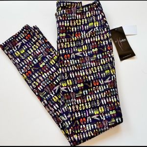 Slim-Sation Leggings Multicolored Shoes Print Pattern Size S Tummy Control NWT